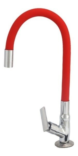 Torneira Flexível Tubo Vermelha De Mesa Para Cozinha - 1