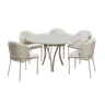 Mesa de Jantar Redonda 1,20m Vidro Off White com 5 Cadeiras Aurora - 1