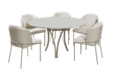 Ver imagem 1 de Mesa de Jantar Redonda 1,20m Vidro Off White com 5 Cadeiras Aurora
