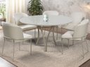 Ver imagem 2 de Mesa de Jantar Redonda 1,20m Vidro Off White com 5 Cadeiras Aurora