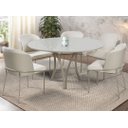 Ver imagem 2 de Mesa de Jantar Redonda 1,20m Vidro Off White com 5 Cadeiras Aurora