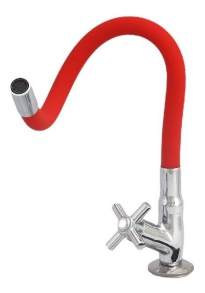 Torneira Flexível Tubo Vermelha De Mesa Para Cozinha - 2