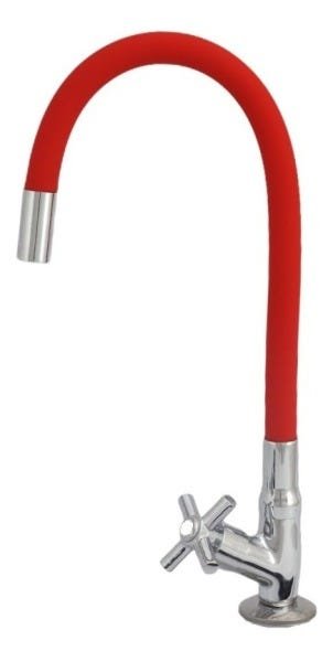 Torneira Flexível Tubo Vermelha De Mesa Para Cozinha - 1