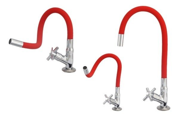Torneira Flexível Tubo Vermelha De Mesa Para Cozinha - 3