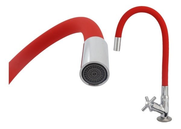 Torneira Flexível Tubo Vermelha De Mesa Para Cozinha - 5