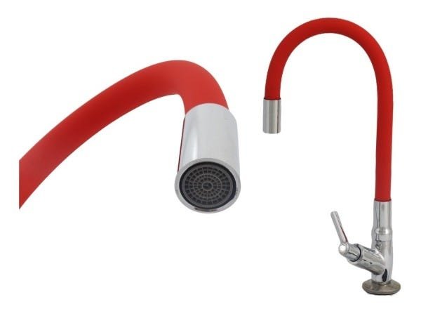 Torneira Flexível De Mesa Tubo Vermelha Para Cozinha - 3
