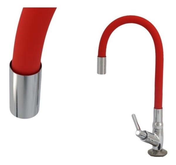 Torneira Flexível De Mesa Tubo Vermelha Para Cozinha - 2