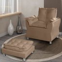 Ver imagem 4 de Poltrona de Decoração e Escritoria e Sala de Estar Opala Turna Cappucino + Puff Descanso de Pes