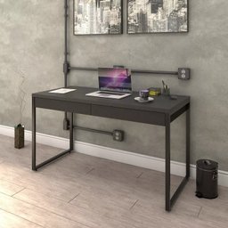 Mesa Escritório Office Estilo Industrial 1,35m C/ 2 Gavetas - 3