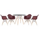 Ver imagem 1 de Kit - Mesa Eames 100 Cm + 4 Cadeiras Eames Daw Mesa Preto com Cadeiras Marrom Mesa Preto com