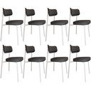 Ver imagem 1 de Kit 08 Cadeiras Estofada para Sala de Jantar Astrid Branco C01 Linho Preto - Lyam Decor