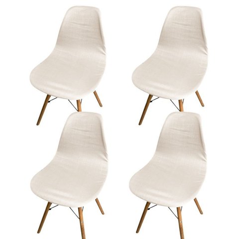 Kit 4 Capa de Cadeira Charles Eames Eiffel Pé Palito Malha Lisa:palha