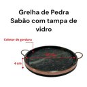 Ver imagem 3 de Grelha Alta em Pedra Sabão com Tampa de Vidro 32 Cm