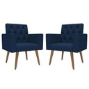 Ver imagem 2 de Design Exclusivo na Sala de Espera Poltrona Capitonê Corino Azul-marinho
