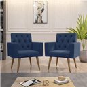 Ver imagem 1 de Design Exclusivo na Sala de Espera Poltrona Capitonê Corino Azul-marinho