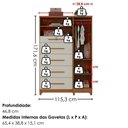 Ver imagem 3 de Comoda 5 Gavetas 1 Porta 2 Nichos Imperio 116x172 cm Cinamomo Areia Zanz