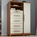 Ver imagem 2 de Comoda 5 Gavetas 1 Porta 2 Nichos Imperio 116x172 cm Cinamomo Areia Zanz
