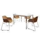 Ver imagem 2 de Conjunto Sala de Jantar 4 Lugares Retangular Tampo MDF 120x85cm Mesa Smart com Cadeiras Lodelô Branco/Cromado/Serragem