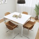 Ver imagem 1 de Conjunto Sala de Jantar 4 Lugares Retangular Tampo MDF 120x85cm Mesa Smart com Cadeiras Lodelô Branco/Cromado/Serragem