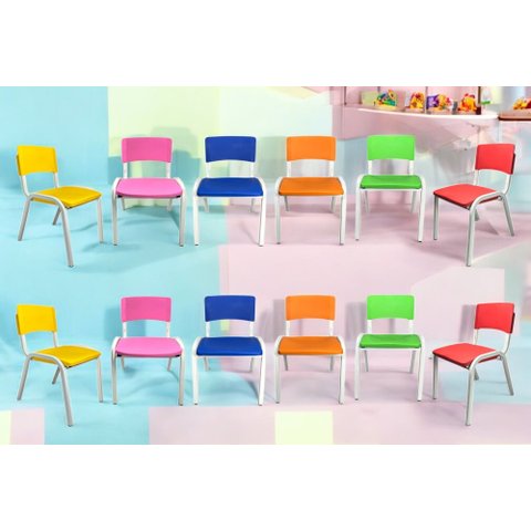 Kit 12 Cadeiras Infantil Iso Colors Brinquedoteca Escolas Ecomhome