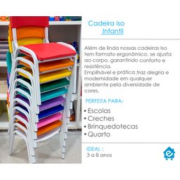 Kit 12 Cadeiras Infantil Iso Colors Brinquedoteca Escolas Ecomhome - 2