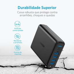 Carregador de Tomada com 5 Portas 1 USB-C/4 USB Anker Power Port I Preto - 2