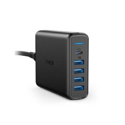 Carregador de Tomada com 5 Portas 1 USB-C/4 USB Anker Power Port I Preto - 1
