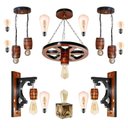 Ver imagem 1 de Kit Luminária Pergolado Área de Festa Cabana Chalé Madeira Maciça Colonial - Mogno + Lâmpadas