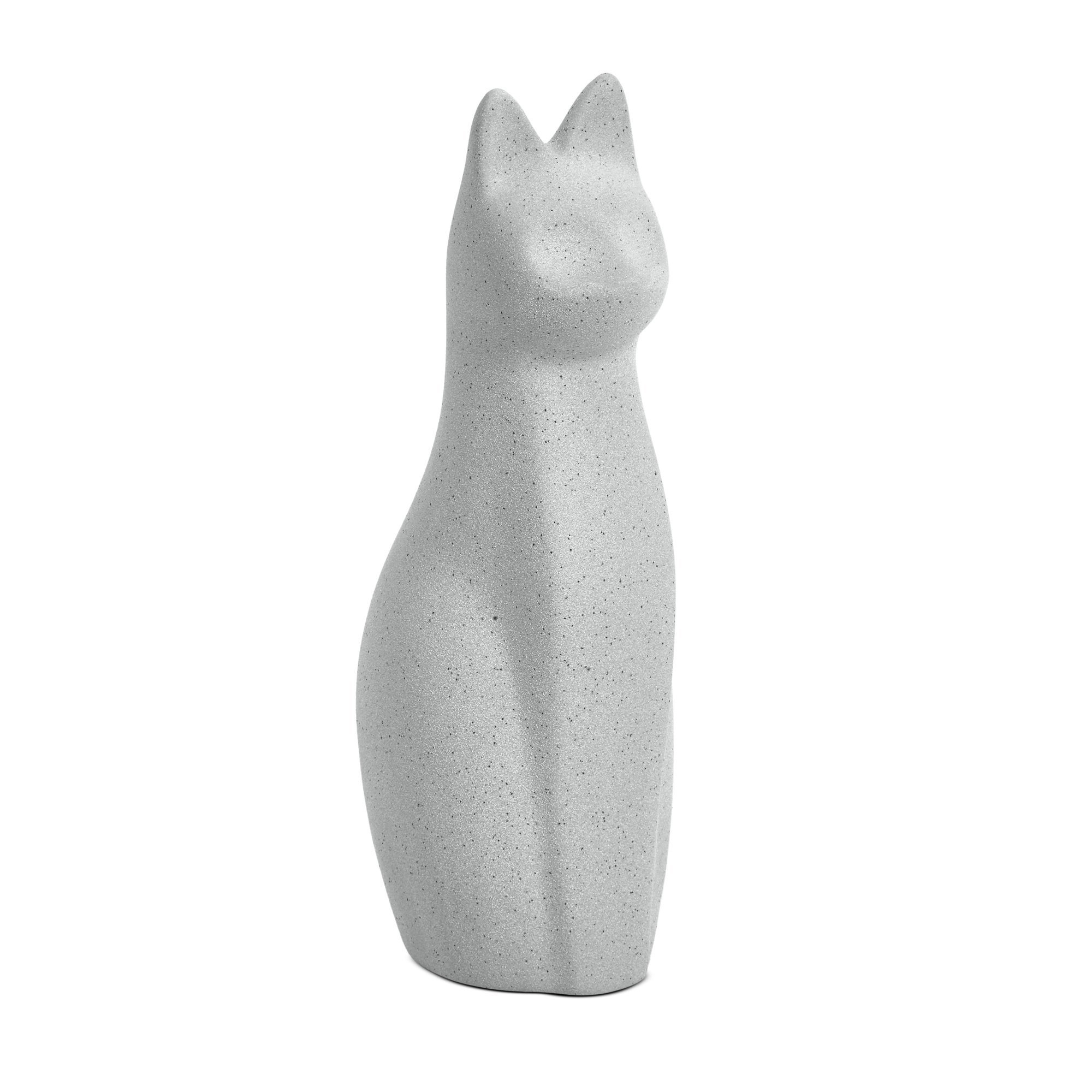 Decoração Escultura de Gato em Cerâmica Cinza