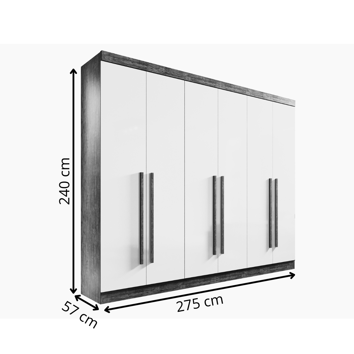 Guarda Roupa Casal 6 Portas 6 Gavetas Da Vinci D'Doro Ipe Off-White - 2