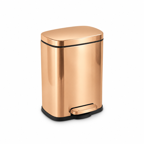 Lixeira Inox Retangular c/Pedal 5L. Escovado Mood - Red Gold