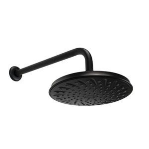 Ducha Redonda 21 Cm em Abs Black Matte com Cano de Parede