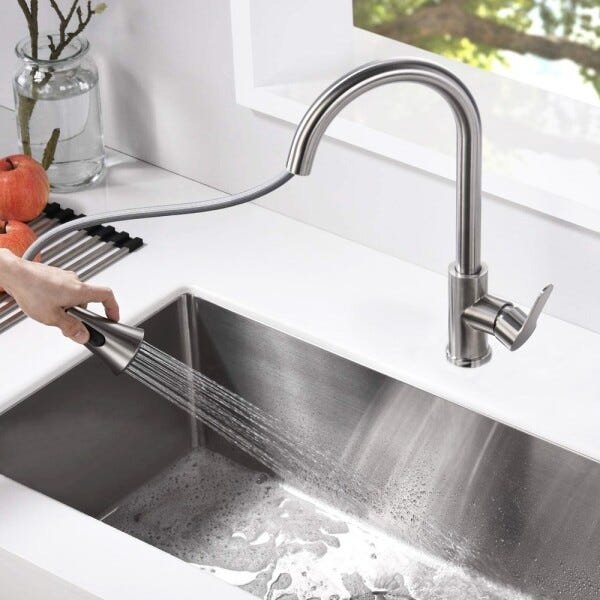 Torneira Goumet Pull Down Monocomando Mesa Bancada Cozinha Metal Escovado - 4