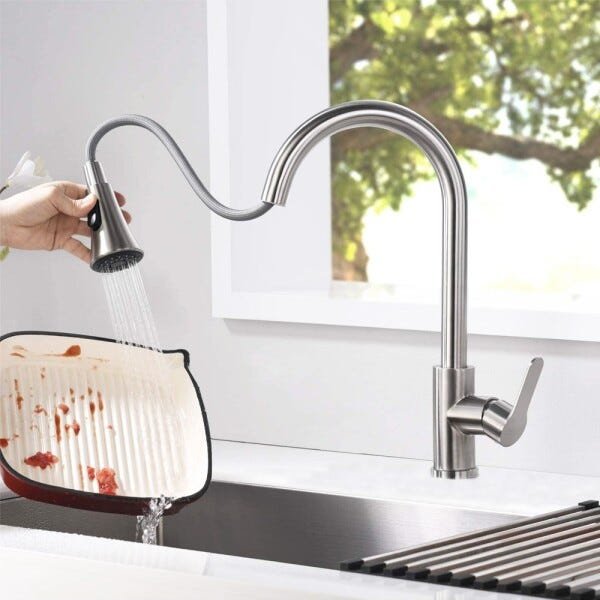 Torneira Goumet Pull Down Monocomando Mesa Bancada Cozinha Metal Escovado - 3