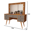 Ver imagem 3 de Penteadeira Camarim com Leds e Espelho Feminina Anaísa MDF:‎ Nature/Cinza