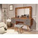 Ver imagem 1 de Penteadeira Camarim com Leds e Espelho Feminina Anaísa MDF:‎ Nature/Cinza