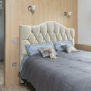Ver imagem 1 de Cabeceira de Cama Casal Capitone Provençal Suede Creme 120 Cm Altura Rbl