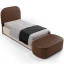 Ver imagem 1 de Cabeceira Cama Box 100cm Lanna com Puff Recamier Doha W01 Couríssimo Marrom - Lyam Decor