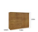 Ver imagem 3 de Cômoda para Quarto 2 Portas 5 Gavetas - Istambul-Cinamomo - Tcil Móveis