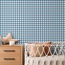 Papel de Parede Infantil Xadrez Vichy Azul Real - 1