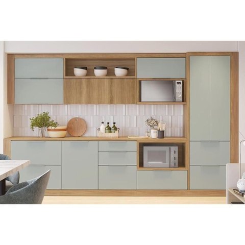 Cozinha Completa 13 Peças Marquesa 1 3 Aéreos 3 Balcões 1 Paneleiro 6 Complementos C6p70 Nature