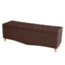 Ver imagem 3 de Kit Estrela Cabeceira de Cama Painel e Calçadeira Baú Botão Cristal Casal 140 Cm Suede Rosê Eli Móve