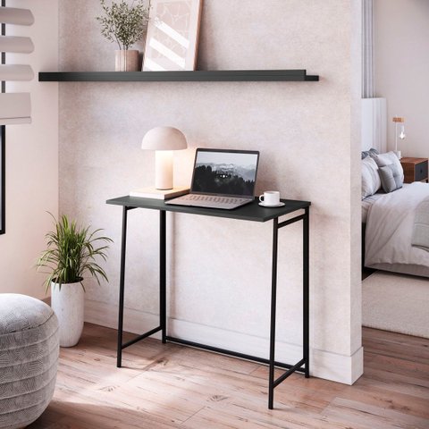 Mesa Escrivaninha Industrial Escritório Dobrável 80cm P1044 Grafite