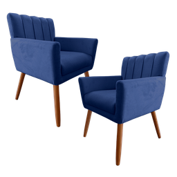 Kit 2 Poltronas Decorativa Cecília Azul Visammer - 2