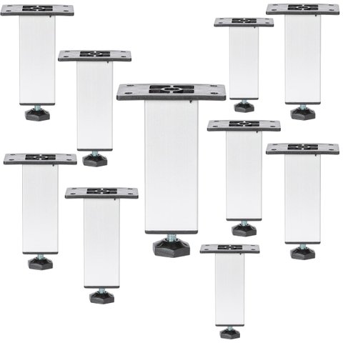 Kit 10 Pé Alumínio 8cm Fosco Cozinha Móveis 40x40 Regulável