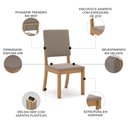 Ver imagem 3 de Cadeira Jantar Estofada Pé Madeira Kit 2 Elora Veludo Marrom H02 - Mpozenato