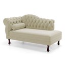 Ver imagem 5 de Divã Recamier Lavínia Clássico 120cm Capitonê com Pés de Madeira Courino Bege - Desk Design
