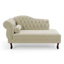Ver imagem 2 de Divã Recamier Lavínia Clássico 120cm Capitonê com Pés de Madeira Courino Bege - Desk Design
