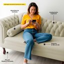 Ver imagem 3 de Divã Recamier Lavínia Clássico 120cm Capitonê com Pés de Madeira Courino Bege - Desk Design