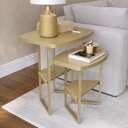 Ver imagem 5 de Kit 2 Mesas Laterais Lile com Tampo Mdf 25mm e Pés de Ferro para Sala e Quarto Dourado